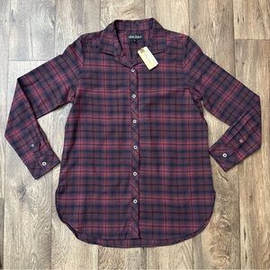 North River Plaid Long Sleeve Button Down Flannel Shirt Women’s Size M Sassafras